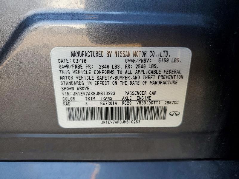 Продаж на аукціоні авто 2018 Infiniti Q50, vin: JN1EV7AR9JM610263, номер лоту: 47593026