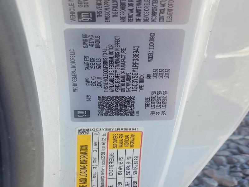 2024 Chevrolet Silverado მანქანა იყიდება აუქციონზე, vin: 1GC3YSEY1RF386941, აუქციონის ნომერი: 46867776