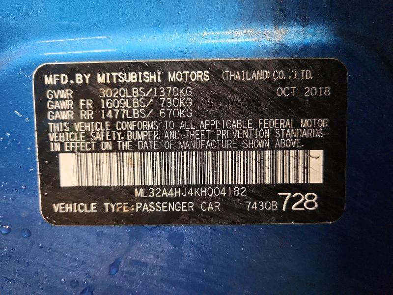 Продаж на аукціоні авто 2019 Mitsubishi Mirage, vin: ML32A4HJ4KH004182, номер лоту: 79429345