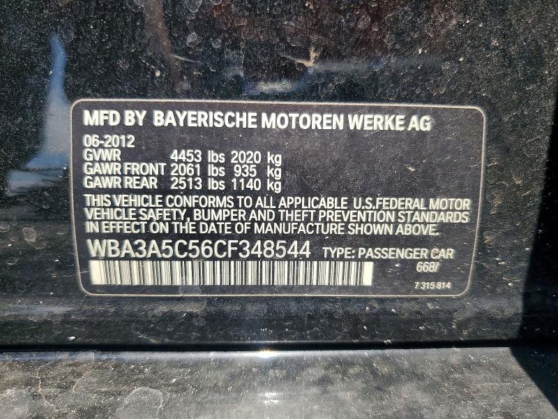 47409326 :رقم المزاد ، WBA3A5C56CF348544 vin ، 2012 Bmw 328 مزاد بيع