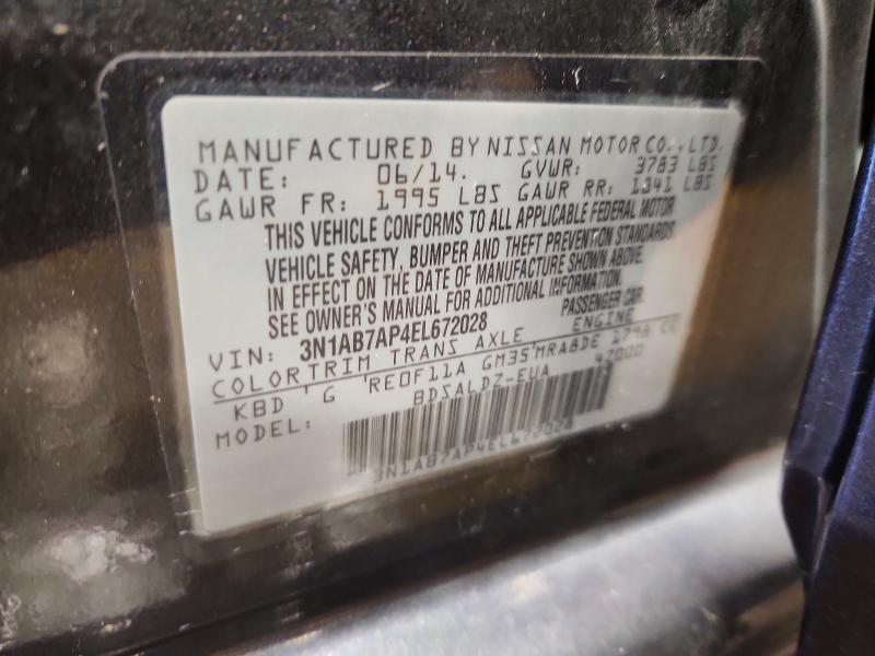 Продаж на аукціоні авто 2014 Nissan Sentra, vin: 3N1AB7AP4EL672028, номер лоту: 46650556