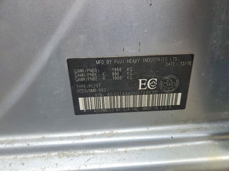 2017 Subaru Impreza მანქანა იყიდება აუქციონზე, vin: 4S3GTAA60H3709522, აუქციონის ნომერი: 45942356
