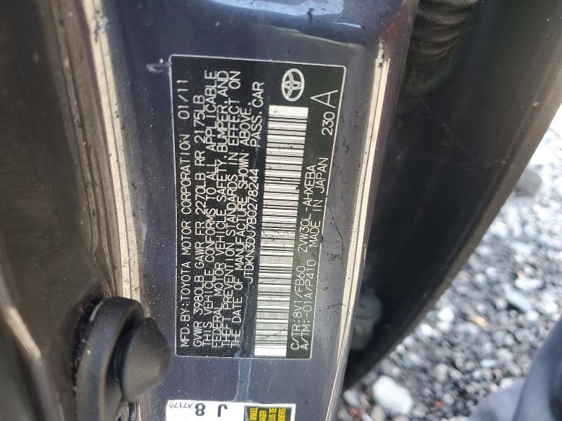 Aukcja sprzedaży 2011 Toyota Prius, vin: JTDKN3DU7B0278244, numer aukcji: 47762016