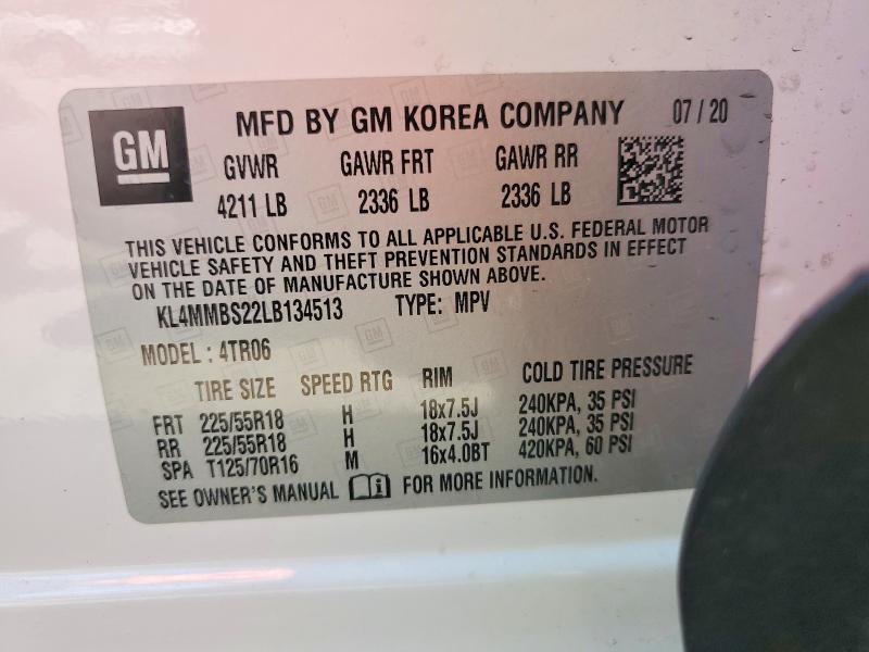 47096706 :رقم المزاد ، KL4MMBS22LB134513 vin ، 2020 Buick Encore Gx مزاد بيع