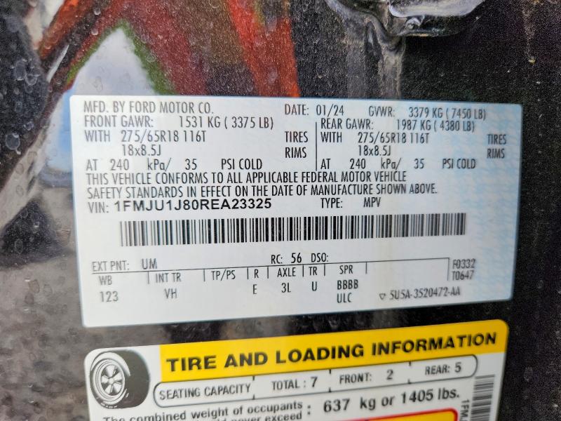 47897006 :رقم المزاد ، 1FMJU1J80REA23325 vin ، 2024 Ford Expedition مزاد بيع
