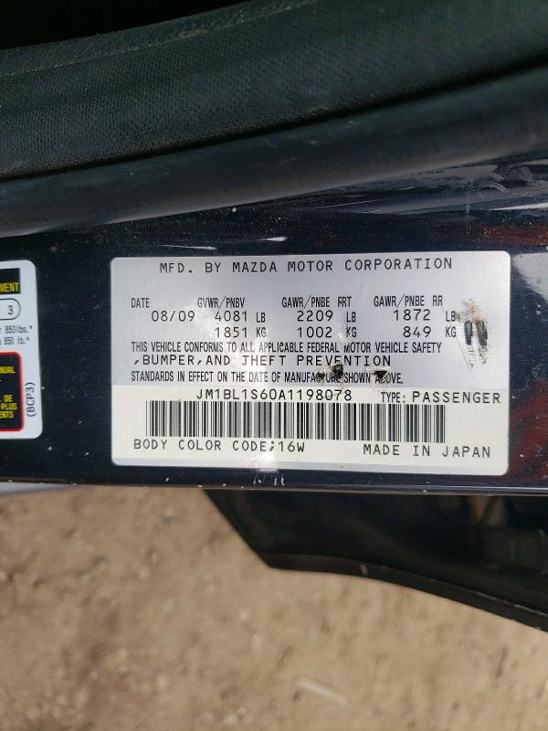 47454736 :رقم المزاد ، JM1BL1S60A1198078 vin ، 2010 Mazda 3 مزاد بيع