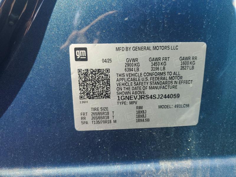 Продаж на аукціоні авто 2025 Chevrolet Traverse, vin: 1GNEVJRS4SJ244059, номер лоту: 41761976