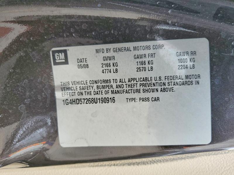 2008 Buick Lucerne მანქანა იყიდება აუქციონზე, vin: 1G4HD57268U190916, აუქციონის ნომერი: 46125806