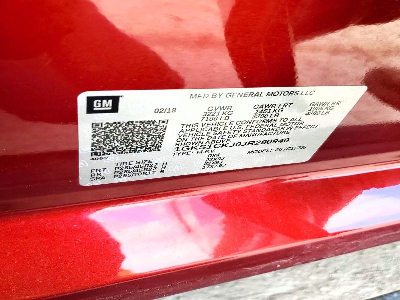 41880836 :رقم المزاد ، 1GKS1CKJ0JR280940 vin ، 2018 Gmc Yukon مزاد بيع