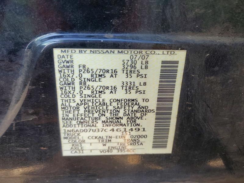Продажа на аукционе авто 2007 Nissan Frontier, vin: 1N6AD07U37C461491, номер лота: 79129225