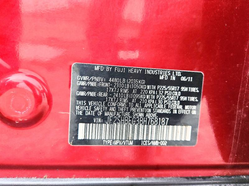 Aukcja sprzedaży 2011 Subaru Forester, vin: JF2SHBEC3BH768187, numer aukcji: 47035296
