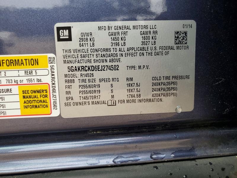 Продаж на аукціоні авто 2014 Buick Enclave, vin: 5GAKRCKD6EJ274502, номер лоту: 46100296