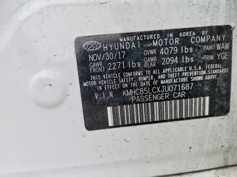 47947316 :رقم المزاد ، KMHC85LCXJU071687 vin ، 2018 Hyundai Ioniq Hybrid مزاد بيع