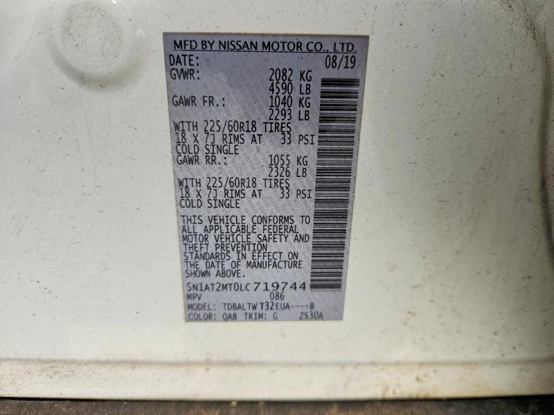 46026196 :رقم المزاد ، 5N1AT2MT0LC719744 vin ، 2020 Nissan Rogue مزاد بيع