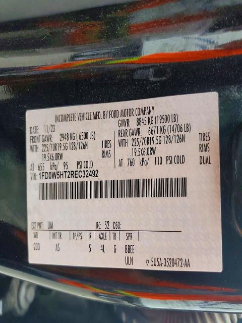 97819095 :رقم المزاد ، 1FD0W5HT2REC32492 vin ، 2024 Ford F550 مزاد بيع