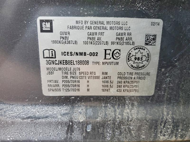 Продаж на аукціоні авто 2014 Chevrolet Trax, vin: 3GNCJKEB8EL188008, номер лоту: 45683806