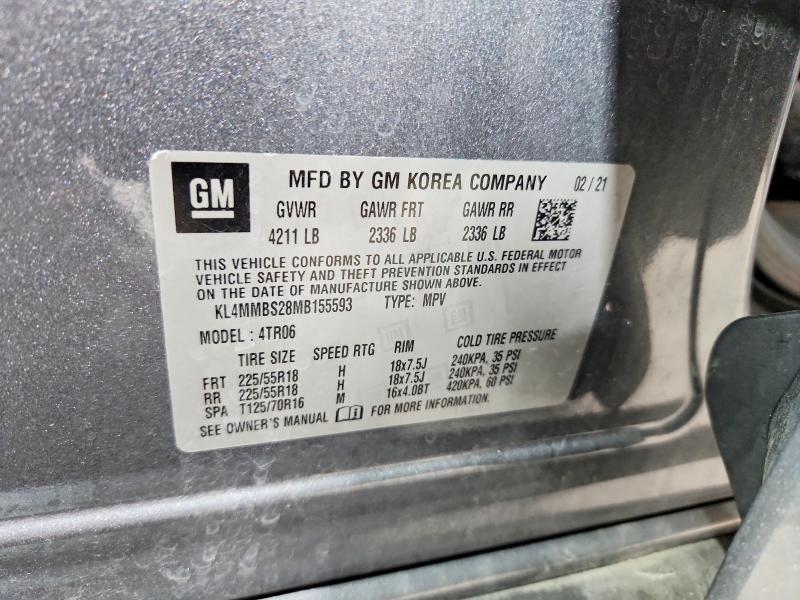 47099216 :رقم المزاد ، KL4MMBS28MB155593 vin ، 2021 Buick Encore Gx مزاد بيع