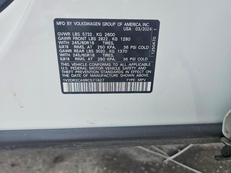 Aukcja sprzedaży 2024 Volkswagen Atlas, vin: 1V2DR2CA9RC571827, numer aukcji: 47965096