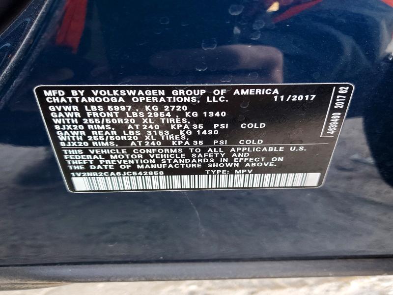 Продажа на аукционе авто 2018 Volkswagen Atlas, vin: 1V2NR2CA6JC542858, номер лота: 46646056