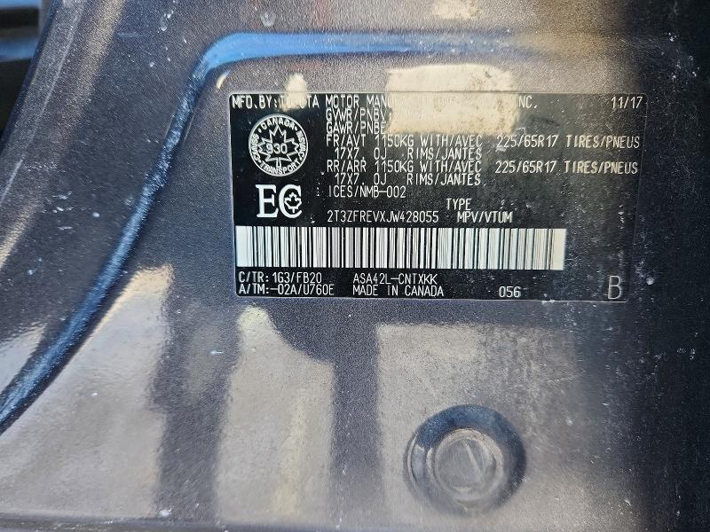 Продаж на аукціоні авто 2018 Toyota Rav4, vin: 2T3ZFREVXJW428055, номер лоту: 78918175