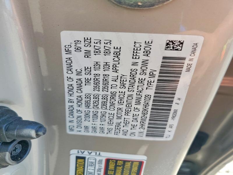 Aukcja sprzedaży 2019 Honda Cr-v, vin: 2HKRW2H83KH641029, numer aukcji: 41986906