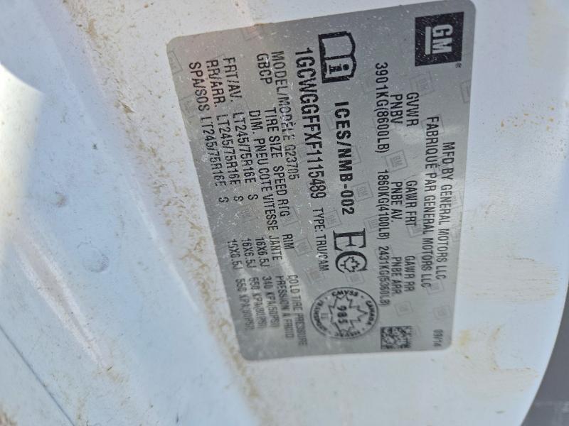 Продаж на аукціоні авто 2015 Chevrolet Express G2500, vin: 1GCWGGFFXF1115489, номер лоту: 75226825