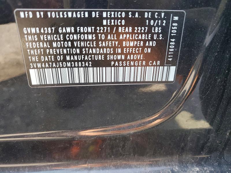 Aukcja sprzedaży 2013 Volkswagen Jetta, vin: 3VW4A7AJ5DM388342, numer aukcji: 48003616