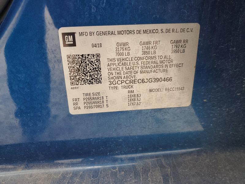 2018 Chevrolet Siverado 1500 მანქანა იყიდება აუქციონზე, vin: 3GCPCREC6JG390466, აუქციონის ნომერი: 47899866