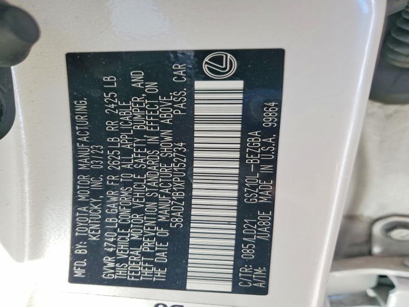 46541756 :رقم المزاد ، 58ADZ1B1XPU152734 vin ، 2023 Lexus Es 350 مزاد بيع