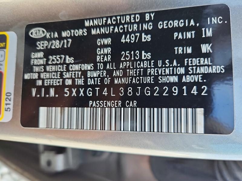 Продажа на аукционе авто 2018 Kia Optima, vin: 5XXGT4L38JG229142, номер лота: 46822576