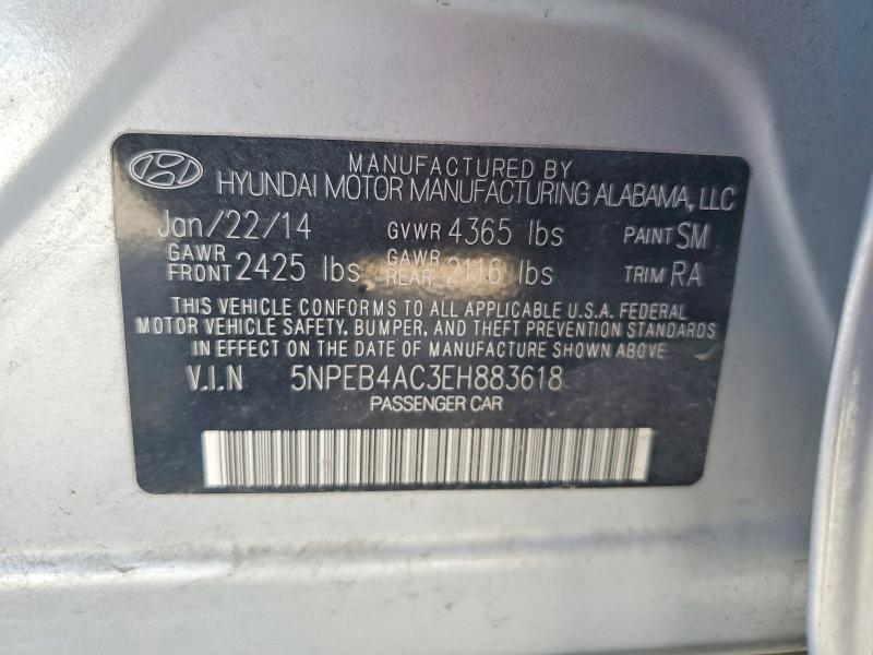 47244656 :رقم المزاد ، 5NPEB4AC3EH883618 vin ، 2014 Hyundai Sonata مزاد بيع