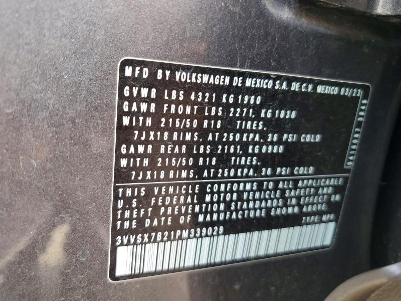 Продажа на аукционе авто 2023 Volkswagen Taos, vin: 3VVSX7B21PM339029, номер лота: 47909316