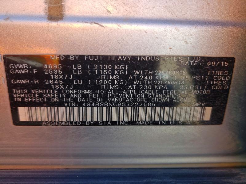 Aukcja sprzedaży 2016 Subaru Outback, vin: 4S4BSBNC9G3222686, numer aukcji: 78761545