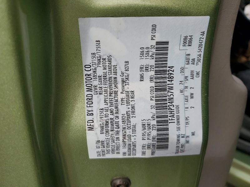 Продажа на аукционе авто 2007 Ford Focus, vin: 1FAHP34N57W148924, номер лота: 46223456