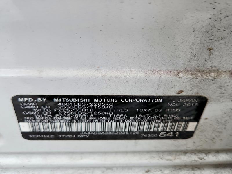 Продаж на аукціоні авто 2019 Mitsubishi Outlander, vin: JA4AD3A38KZ025126, номер лоту: 47865046