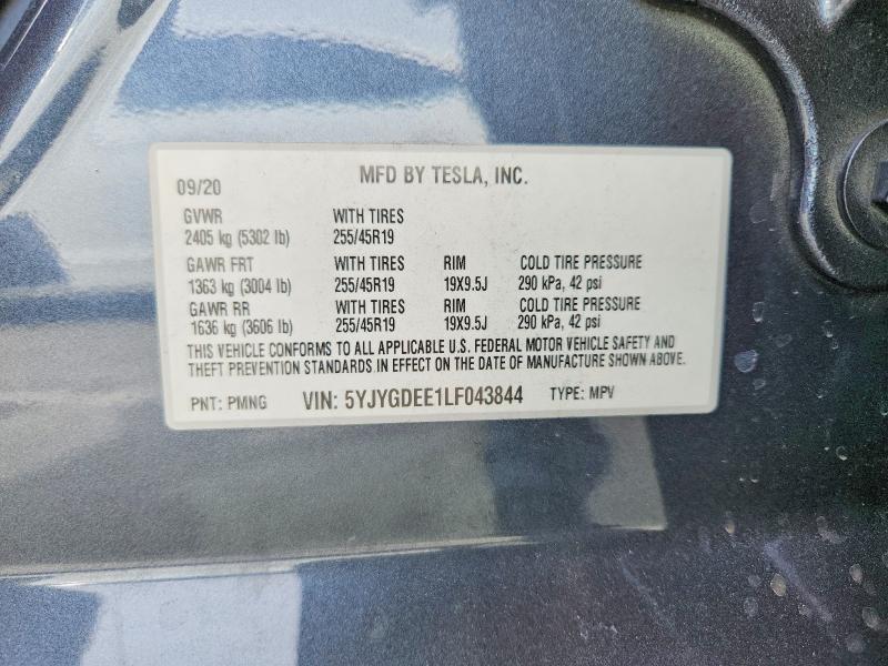 48104936 :رقم المزاد ، 5YJYGDEE1LF043844 vin ، 2020 Tesla Model Y مزاد بيع