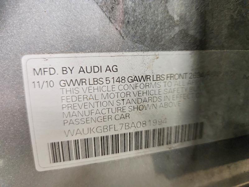47681516 :رقم المزاد ، WAUKGBFL7BA081994 vin ، 2011 Audi S4 مزاد بيع