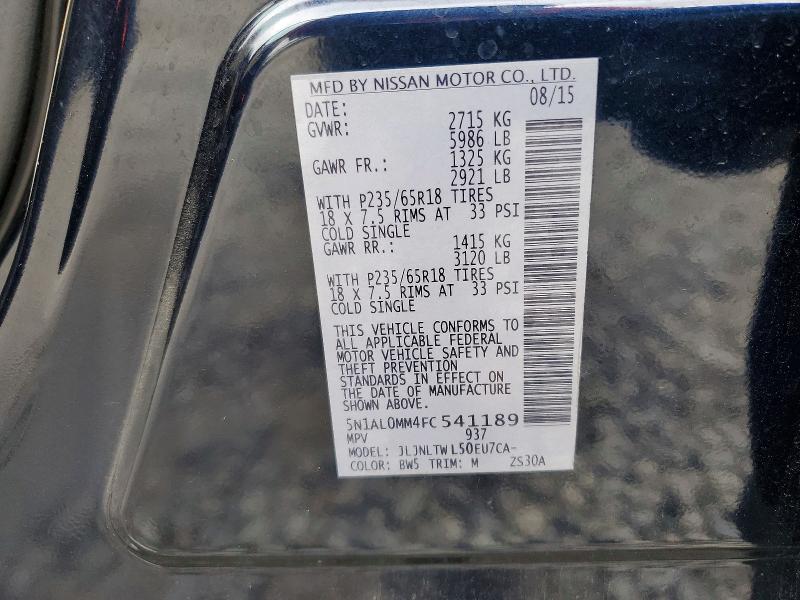 Aukcja sprzedaży 2015 Infiniti Qx60, vin: 5N1AL0MM4FC541189, numer aukcji: 79726045