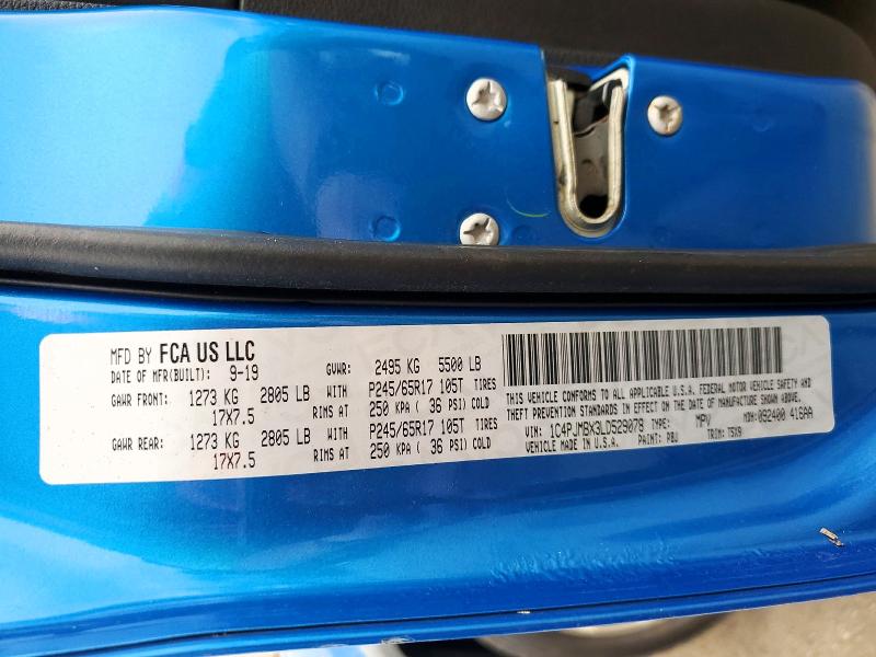 Продаж на аукціоні авто 2020 Jeep Cherokee, vin: 1C4PJMBX3LD529078, номер лоту: 47770856