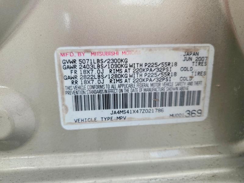 47402656 :رقم المزاد ، JA4MS41X47Z021786 vin ، 2007 Mitsubishi Outlander مزاد بيع