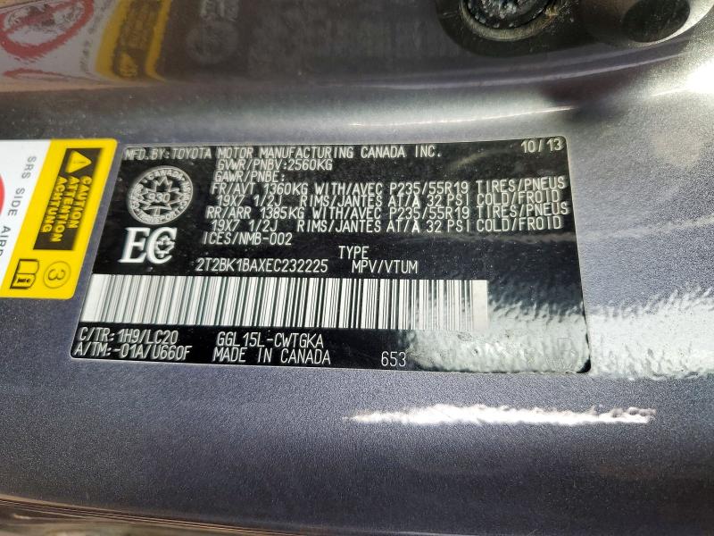 46508306 :رقم المزاد ، 2T2BK1BAXEC232225 vin ، 2014 Lexus Rx 350 مزاد بيع
