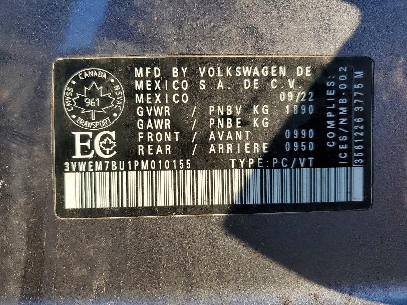 41872476 :رقم المزاد ، 3VWEM7BU1PM010155 vin ، 2023 Volkswagen Jetta مزاد بيع