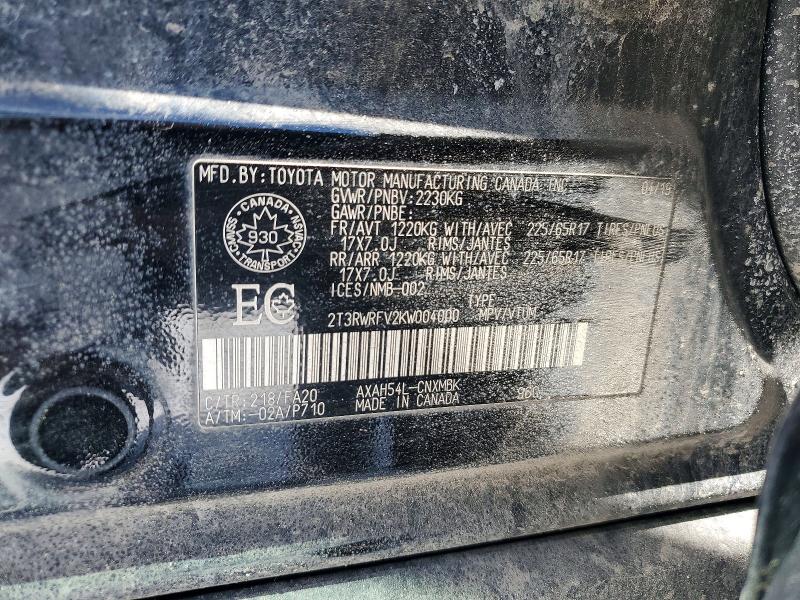 Продажа на аукционе авто 2019 Toyota Rav4, vin: 2T3RWRFV2KW004000, номер лота: 46532246