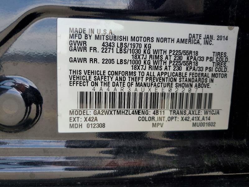 Продаж на аукціоні авто 2014 Mitsubishi Outlander Sport, vin: 4A4AR3AUXEE022071, номер лоту: 47117096