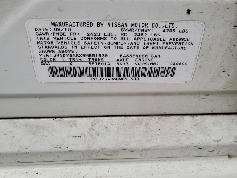 79760425 :رقم المزاد ، JN1DV6ARXBM651539 vin ، 2011 Infiniti G25 Sedan مزاد بيع