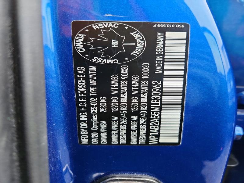 45837576 :رقم المزاد ، WP1AB2A55MLB30962 vin ، 2021 Porsche Macan مزاد بيع