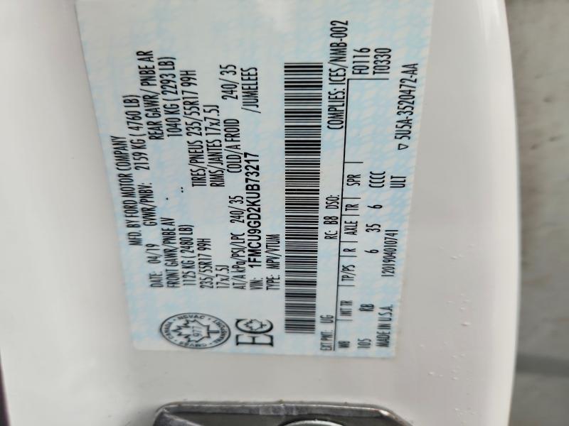 Aukcja sprzedaży 2019 Ford Escape, vin: 1FMCU9GD2KUB73217, numer aukcji: 46255716
