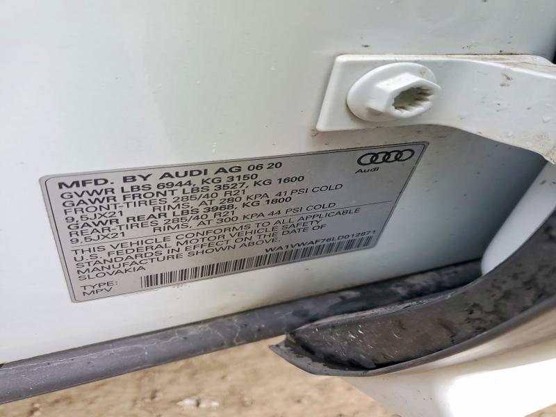 Продаж на аукціоні авто 2020 Audi Sq7, vin: WA1VWAF76LD012871, номер лоту: 48089866