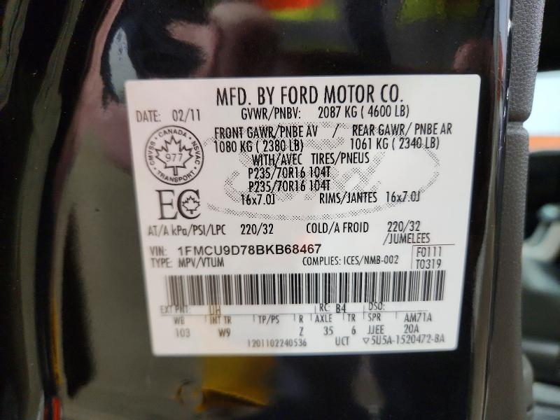 Продажа на аукционе авто 2011 Ford Escape, vin: 1FMCU9D78BKB68467, номер лота: 46878876