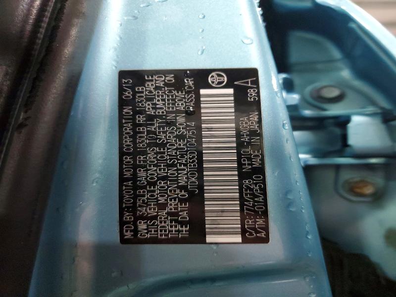 Aukcja sprzedaży 2013 Toyota Prius C, vin: JTDKDTB33D1047514, numer aukcji: 47173936